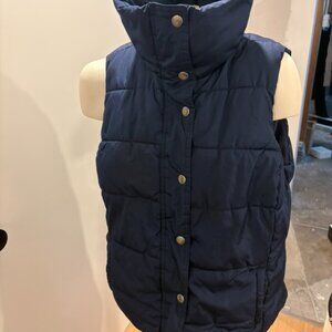 Blue Old Navy puffy vest with zipper and buttons